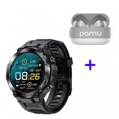 Smartwatch K37 Sport GPS Negro + PaMu Z1 Gris